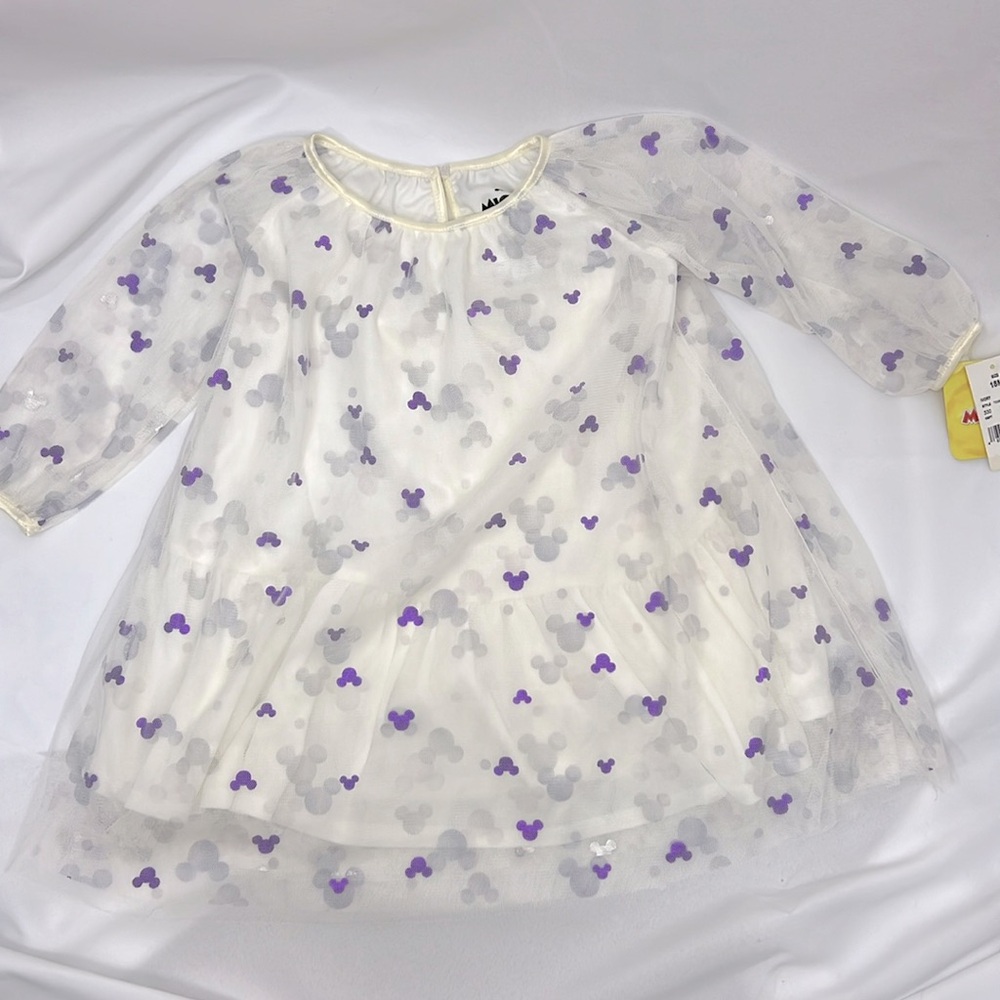 Disney White Tulle Dress with Purple Mickey